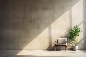 Living room interior mockup. Blank concrete wall. Generative AI