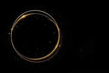 Elegant black background with golden circle and space for text - obrazy, fototapety, plakaty