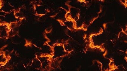 Fototapeta na wymiar fire on black fiery background with a black and orange
