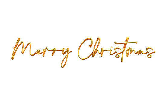 Merry christmas golden calligraphy isolated on white background or golden merry christmas text design transaparent png