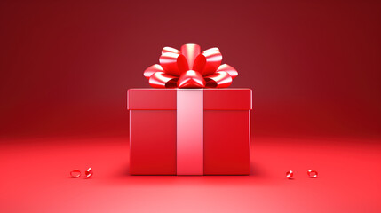 Radiant Red Gift Box on Vibrant Backdrop, Generative AI