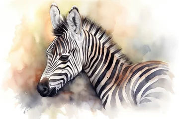 Fotobehang zebra drawing watercolor © Master-L
