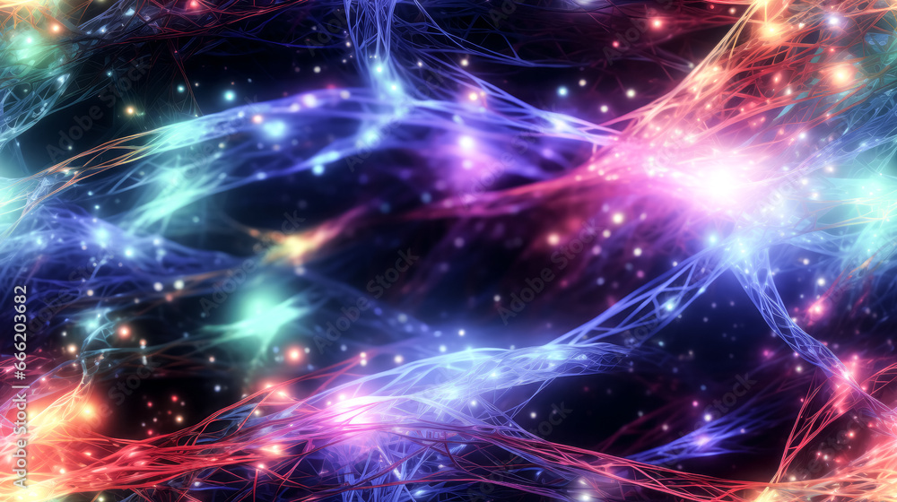 Aufkleber a burst of vibrant fiber optic cables branch out in all directions, creating a dazzling display of c