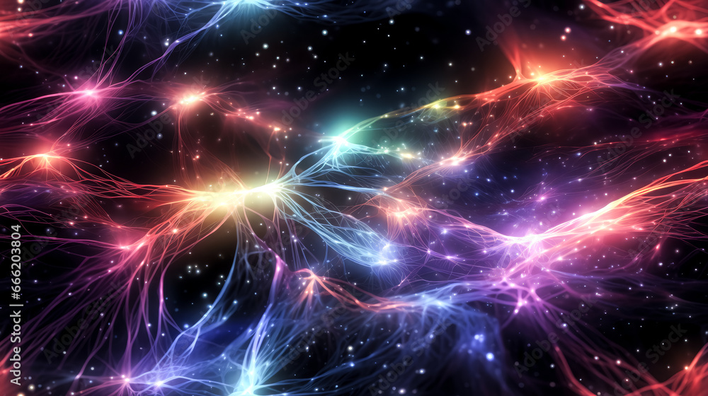 Aufkleber a burst of colorful fiber optic cables branch out in a mesmerizing pattern, creating a vibrant displ