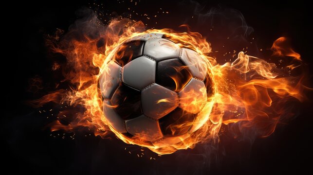 Fototapeta soccer ball in fire