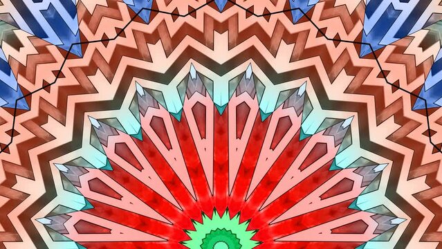 Rays of vivid varicolored semicircle moving, looping, changing colors and making geometric patterns. Abstract metamorphoses of half circle with colorful flows radiating, coruscating. 4K UHD 4096x2304