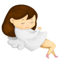 girl angle kid sleep happy comfort cartoon cute draw illustration vector design