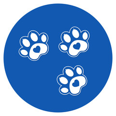 blue paw animal walking circle icon