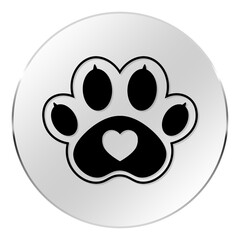 silver paw animal circle icon