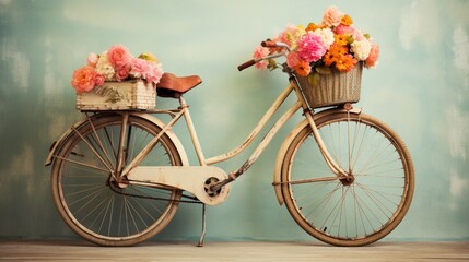 Fototapeta na wymiar Vintage Bicycle with Flowers.