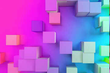 Background of 3d cubes in vivid colors