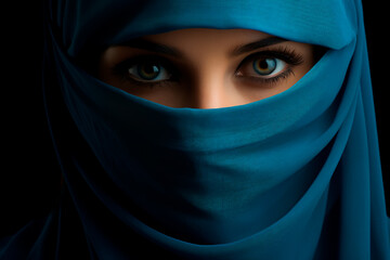 Naklejka premium A woman in a burqa. Beautiful eyes of a Muslim woman