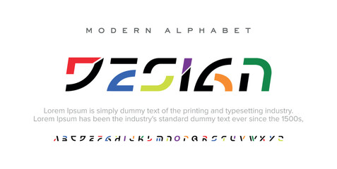 DESIGN Modern minimal abstract alphabet fonts. Typography technology, electronic, movie, digital, music, future, logo creative font. vector illustration - obrazy, fototapety, plakaty