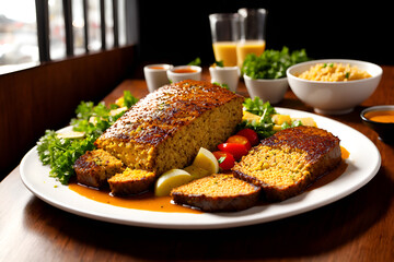 grilled steak with vegetables