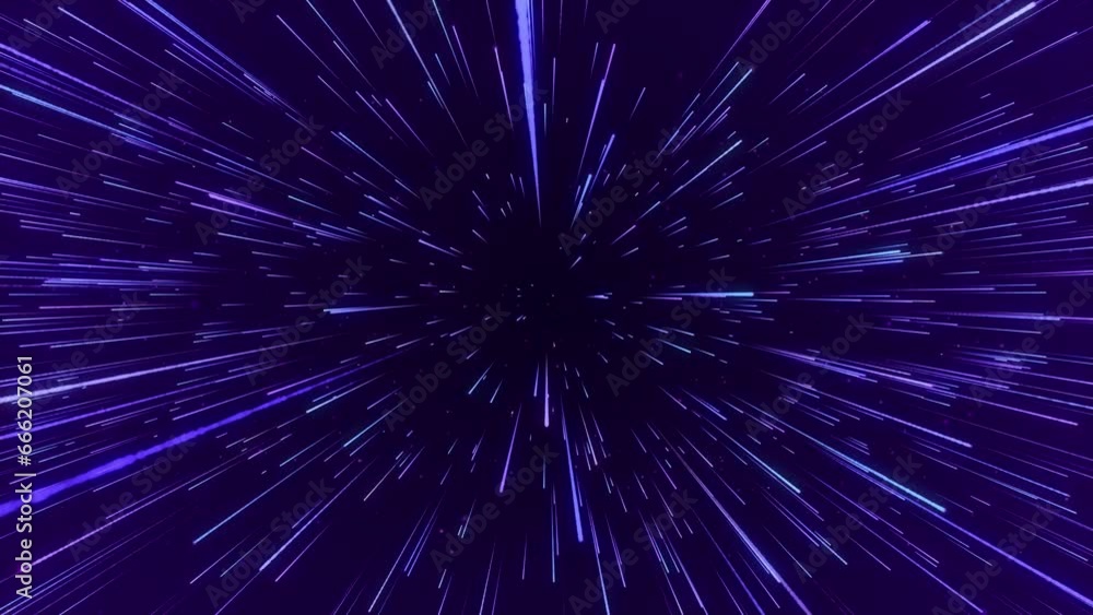 Poster blue hyper jump. digital hyperspace with stars explosion. abstract futuristic speed background. dyna