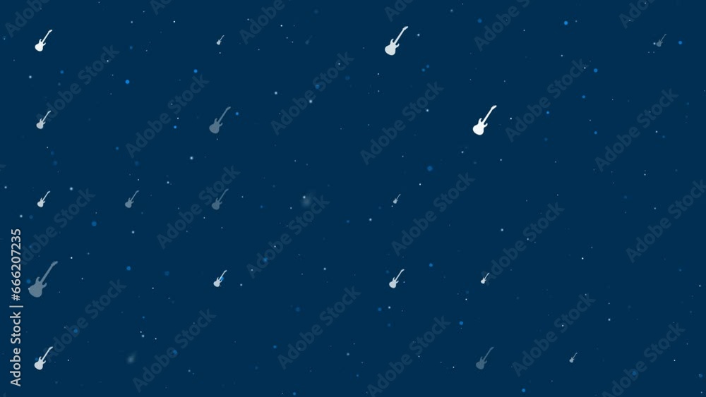 Poster template animation of evenly spaced guitar symbols of different sizes and opacity. animation of tran