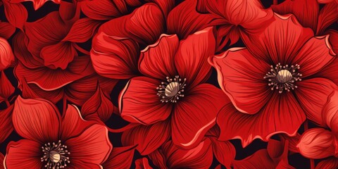 Pattern of red flowers, illustration, banner background