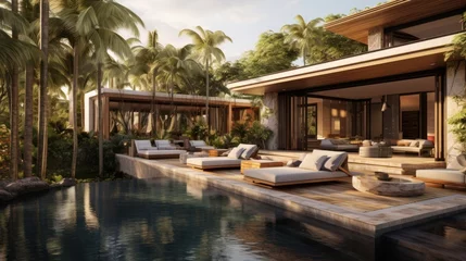 Foto op Canvas Luxury villa designed as a wellness retreat, including spa rooms, meditation gardens, and health focused amenities © Damian Sobczyk
