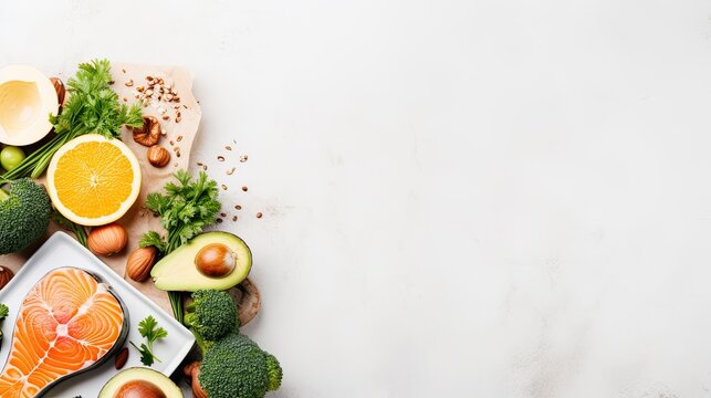 Keto diet, salmon, avocado, eggs, nuts and seeds, healthy, organic, fresh, ingredient, fish, broccoli, fruit, eating, nutrition, vegetables, nut, cooking