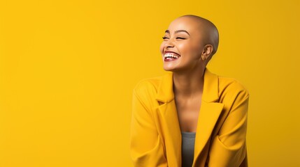 Portrait of an optimistic woman with cancer  - obrazy, fototapety, plakaty