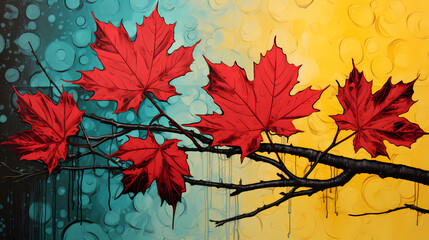 Slowly falling maple leaves PPT background poster wallpaper web page