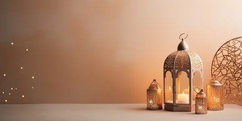 Foto op Plexiglas modern beautiful minimalistic eid ul azha eid ul fitr ramadan Mubarak Islamic lantern celebration background © DailyLifeImages