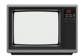 Turned On Retro TV Set From 80s or 90s. 3D Illustration