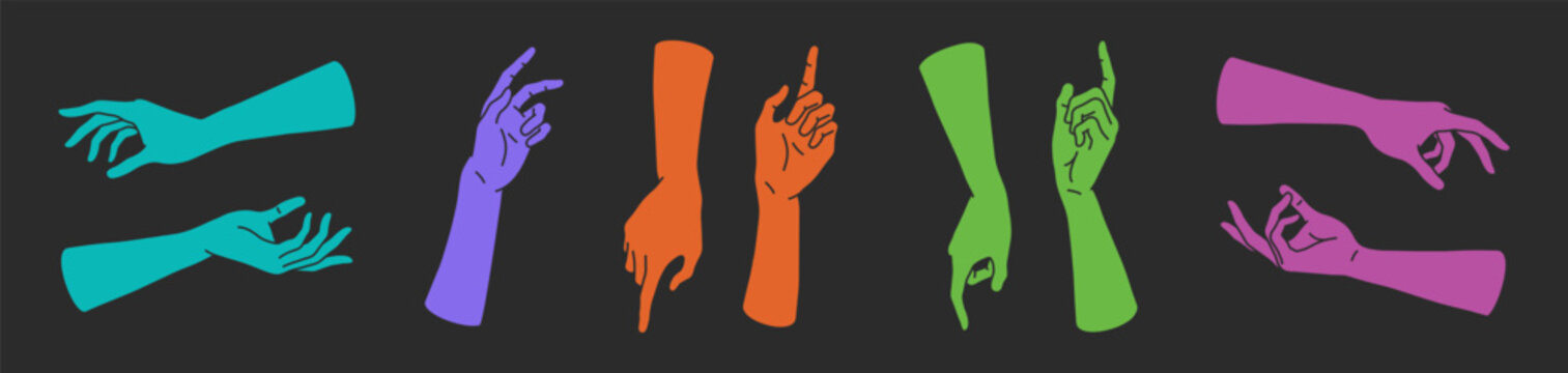 Vector Silhouettes of Hands, Mystic or Esoteric Gestures