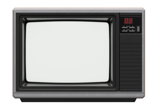 Turned On Retro TV Set From 80s or 90s. 3D Illustration