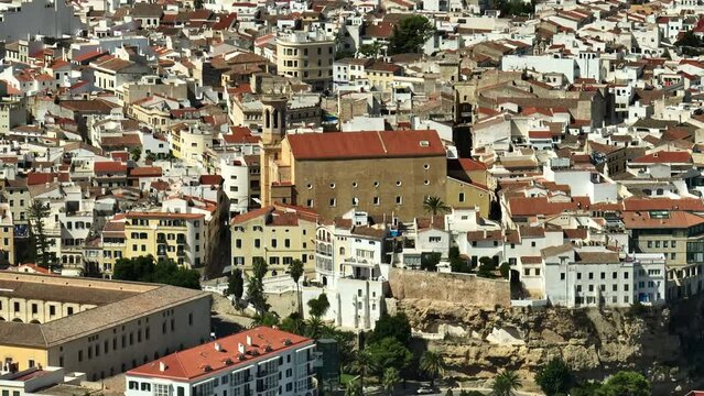 Historic Mahon, Minorca with its terracotta rooftops.