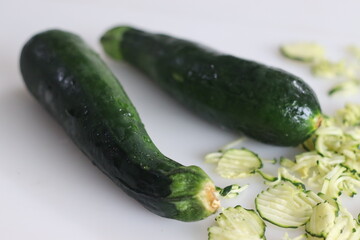 Lush, green zucchini, a courgette species vegetable