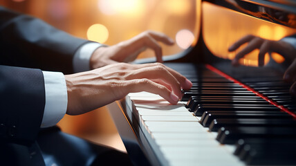Obraz premium Playing piano, Generative AI