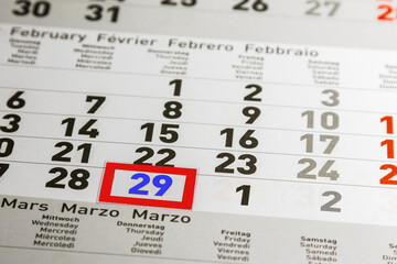 Der 29. Februar, Schalttag im Schaltjahr 2024