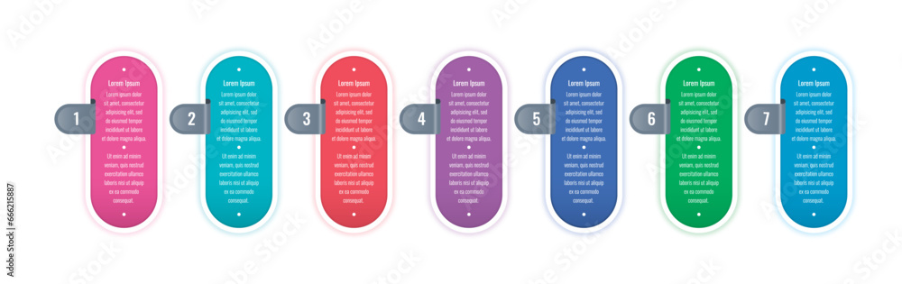 Wall mural seven options infographic template. colorful bars infographic template. annual report, internet, edu