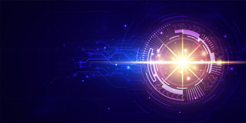 Abstract digital technology futuristic circuit blue pink background, Cyber science tech, Innovation communication future, Ai big data, internet network connection, Cloud hi-tech illustration vector