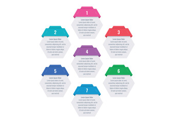 seven options infographic template. business, industry, annual report, education, magazine, internet infographic template. hexagon infographic template