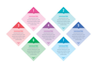 seven options infographic template. colorful squares infographic template. annual report, internet, education, business, magazine information template