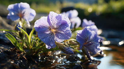 Spiderwort Elegance: Tradescantia ohiensis in Full Bloom - Generative AI