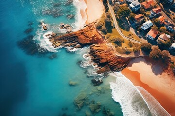 a beautiful scenic aerial view of a marine ocean sea bay beach view