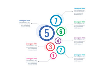 seven steps informational template. annual report, magazine, business, web, internet infographic template. business infographic template with numbers