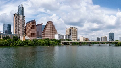 Fototapeta na wymiar 4K Image: Austin, Texas USA Skyline with Modern Buildings, Colorado River Urban View