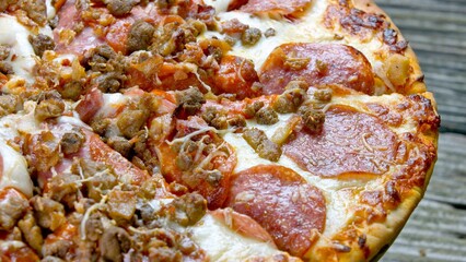 4K Image: Scrumptious Pepperoni and Sausage Pizza Delight