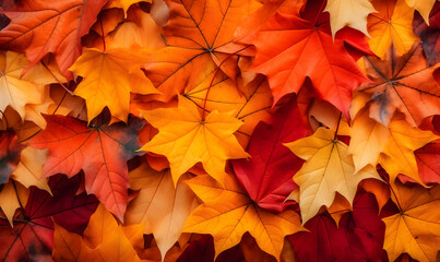Fototapeta premium Autumn Season, maple leaf background on autumn or spring season, red and orange maple leaf falling down on the ground in an autumn season, Single maple leaf, Isolated autumn background