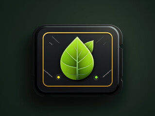 Green Energy Concept: Battery Icon with Leaves