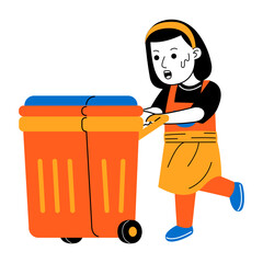 young woman house cleaner vector illustration