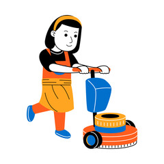 young woman house cleaner vector illustration