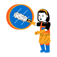 young woman house cleaner vector illustration