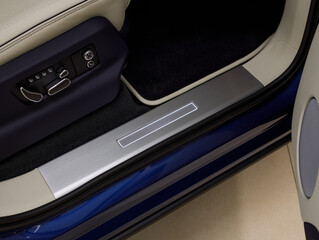aluminum door sill in a premium car