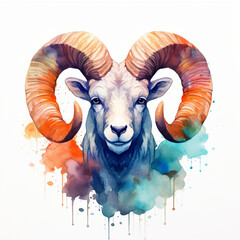 Illustration of a sheep watercolor style, Generative AI