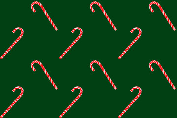 Christmas green isolated holiday seamless pattern candy Winter mood vintage design Sweet wallpaper  Wrapping paper fabric textile Cute Xmas background print Caramel stick Lollipop December template